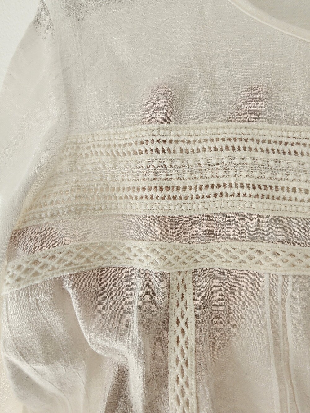(Made In Poland) Cream Boho Blouse - Delicate, Lightweight - EU 36 (Small) - Picture 5 of 11